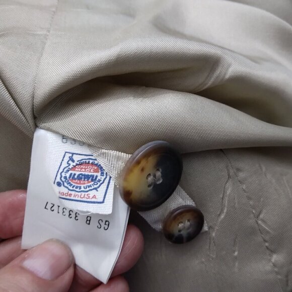 JH Collectibles | Vintage Plaid 100% Wool Blazer Lined Tan Blue | Size 10P - Picture 12 of 12